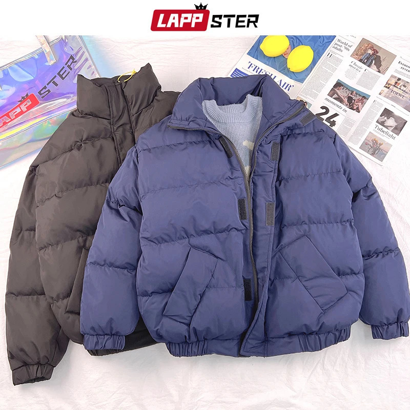 LAPPSTER Waterproof Winter Coat Y2k Solid Harajuku Puffer Jacket Men Oversized Black Bubble Korean Fashions Hooded Parkas 241024