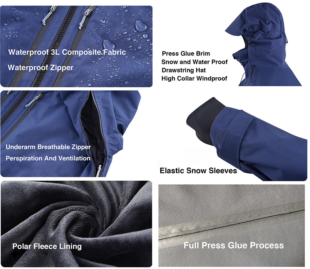Unisex Fluorescent Pink Ski Jacket For Men Women Windproof Overalls Hoodie Waterproof Outdoor Jackets Snowboard Sports Clothing