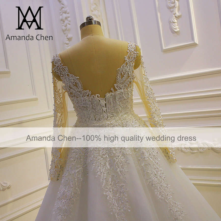 2 in 1 Long Sleeve Lace Appliqued Mermaid Detachable Skirt Wedding Dress