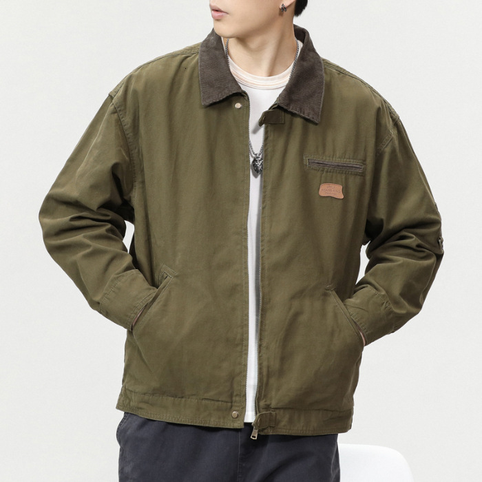 2024 new designer Danbaoni autumn and winter new men's washed zipper lapel long sleeved top