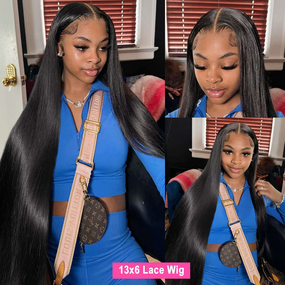 Density Straight Lace Front Wigs Human Hair Brazilian Inch Bone x HD Frontal Wig For Women