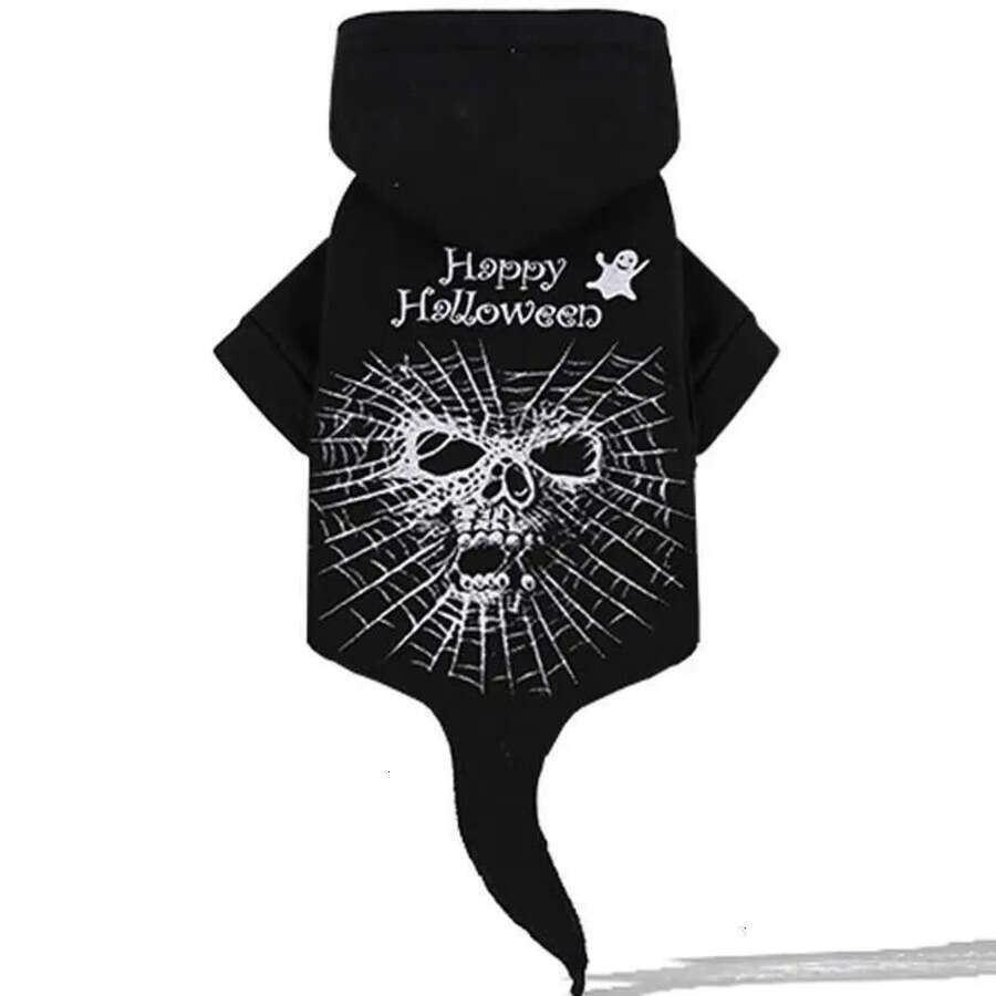 Halloween Fleece Thicken Hoodies Puppy Kitten Clothes Dog Cat Costume Black Skull Sweater Winter Warm Pet Clothing Bh2343 TQQ