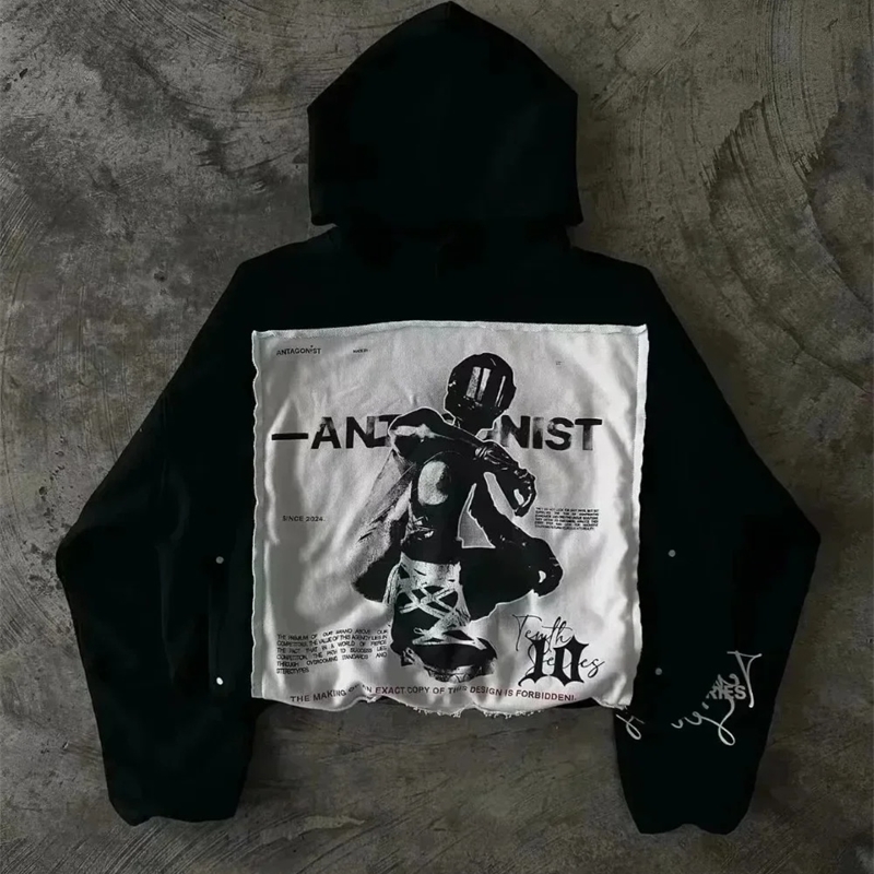 Y2K Trend American Vintage Letter Embroidered Hoodie for Men and Women Harajuku Gothic Oversized Sweater Tops Street Wear 241025