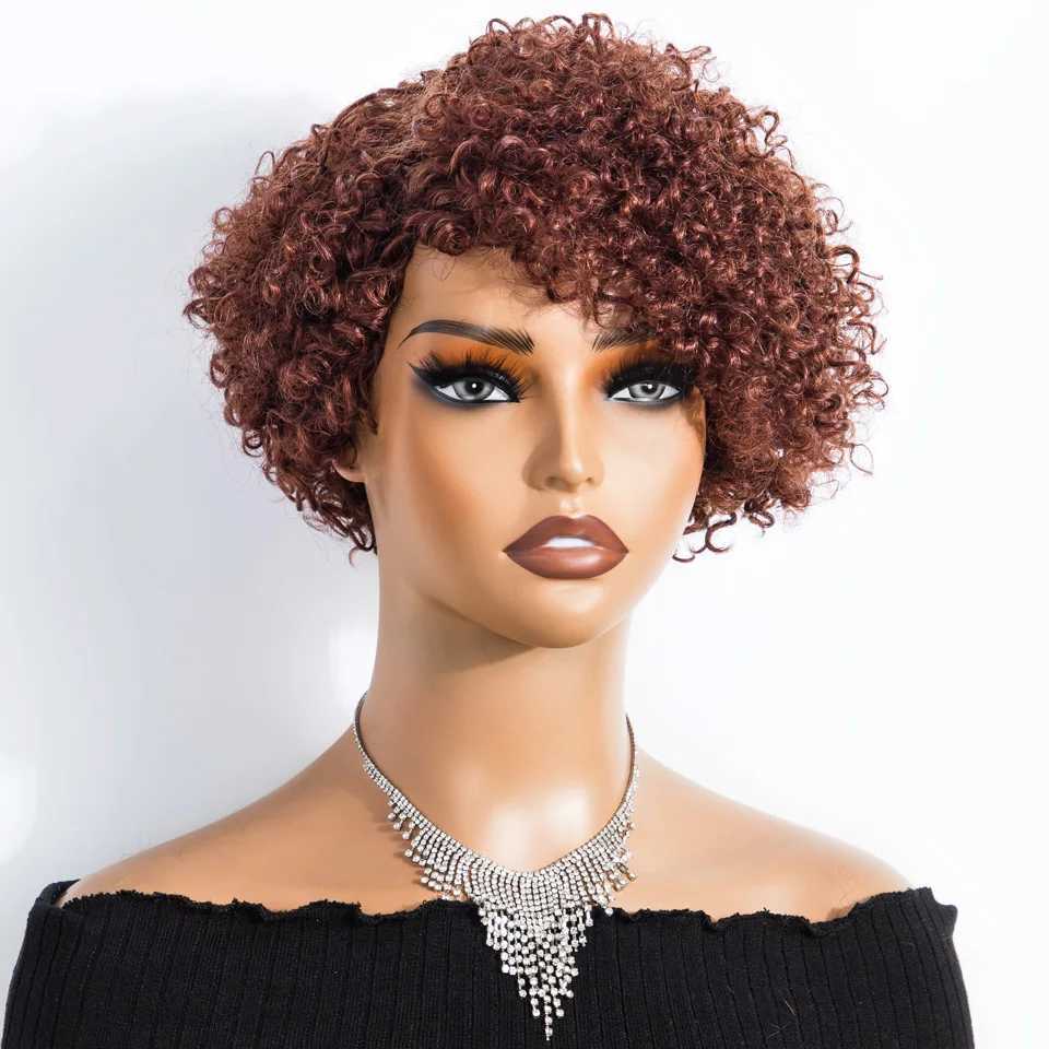 Trueme short twisted curly wig Brazil African twisted curly wig black female reddish brown curly e with bangs cut wig M241028