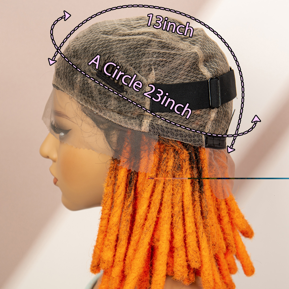 Full Lace Twisted Synthetic Dreadloc Braids Transparent Box Braided with Baby Hair Short Afro Wigs for Women