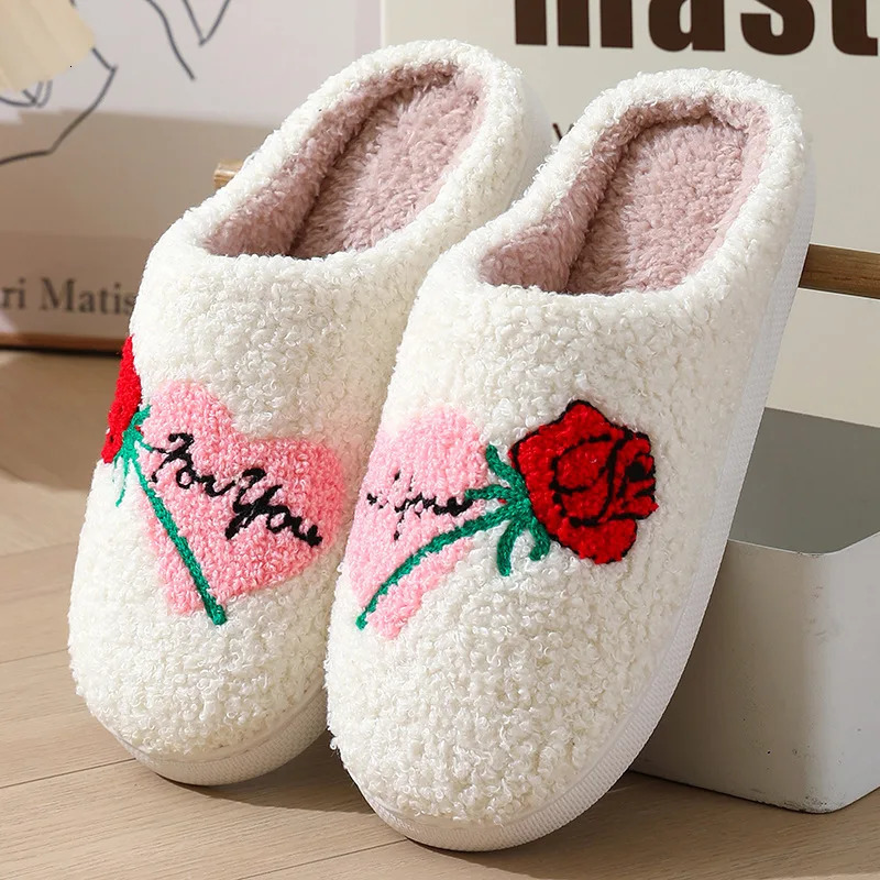 Christmas Present Cute Slippers for Women Mens Winter Home Autumn Warmth Thick Plush Non-Slip Leisure Soft Bedroom Floor Shoes 241025