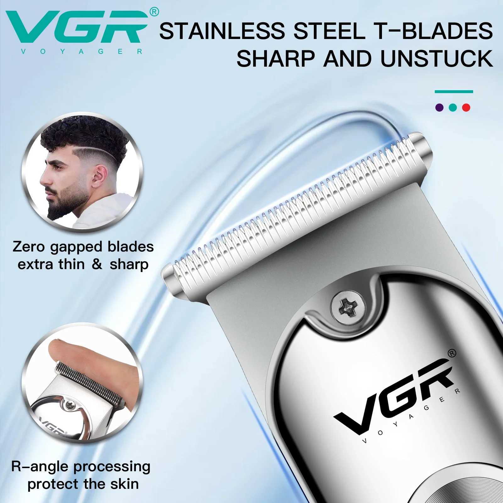 VGR Hair Clipper Rechargeable Hair Cutting Machine Cordless Hair Trimmer Electric Barber 0mm Cutting Blade Clipper for Men V-071 W241212