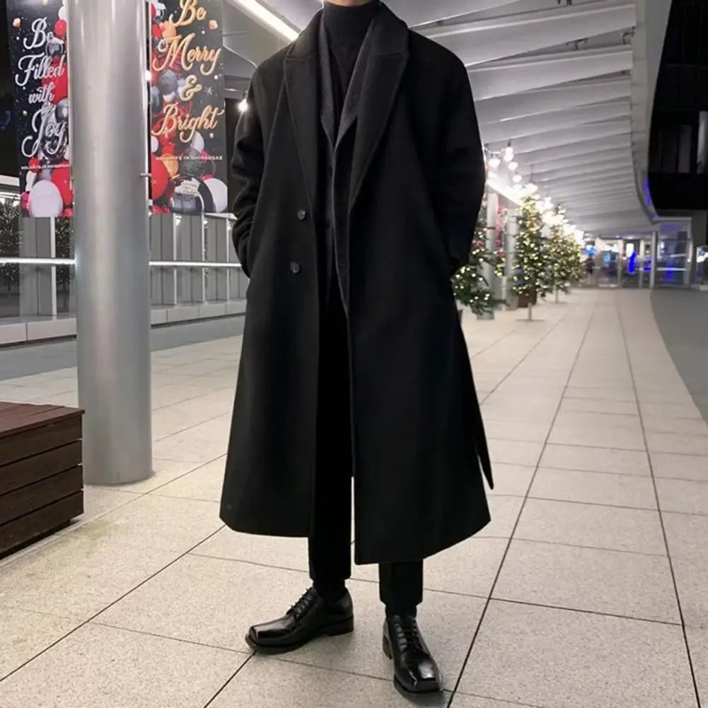 Trench Coat Spring Trench Korean Mens Fashion Overcoat Male Long Windbreaker Streetwear Men Coat Outer Wear Clothing 241024