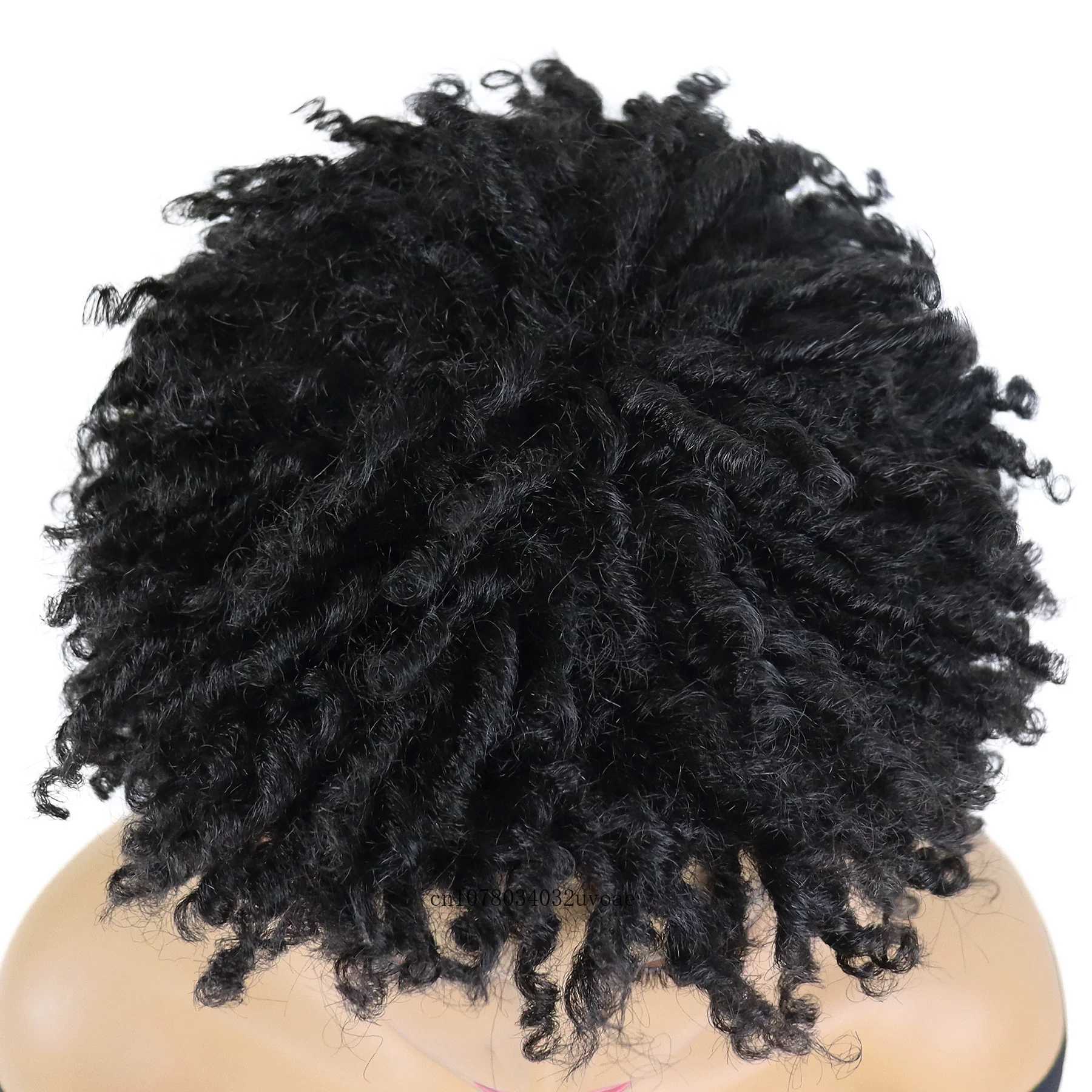 Womens synthetic braided wig crocheted twisted hair short hair African wig womens dreamy lock wig black daily curly cool girl bouncing M241028 - view 3