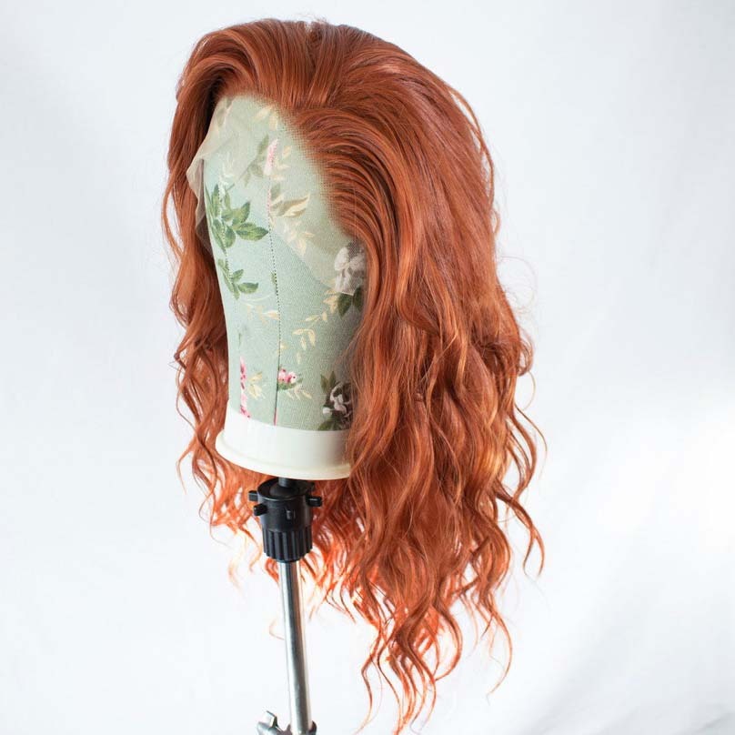 Orange Synthetic Lace Front Curly Bob Wig Deep Wave Ginger Brown Auburn Colored Short Wavy Hair Wigs for Women