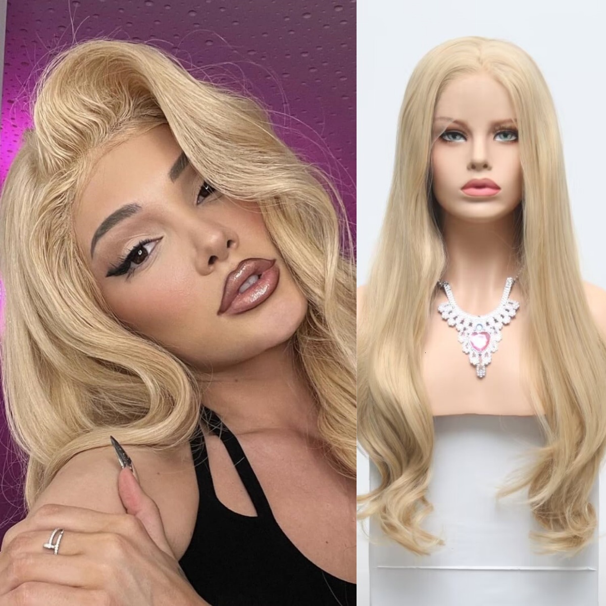 RDY Ash Blonde Natural Wavy Synthetic Lace Front Wig Glueless Layered Straight Honey Blond Hair Frontal Wigs for Women Daily