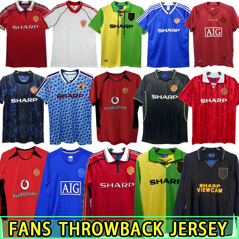 Retro Soccer Jerseys Long Sleeved Ronaldo Rooney Giggs Nani S 02 04 05 06 07 08 Home Away Scholes Tevez BERBATOV VIDIC Vintage Classic united manchestee Football shirt