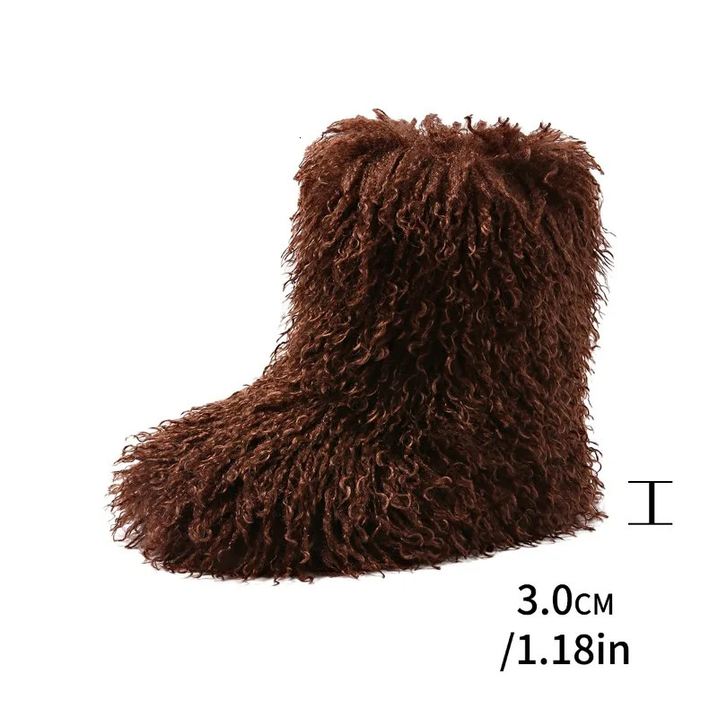 Winter Boots Furry Shoes Women Teddy Fur Snow Boots Fluffy Warm Faux Wool Boot Plush Fashion Boots Ladies Mongolian Fur Boot 241028