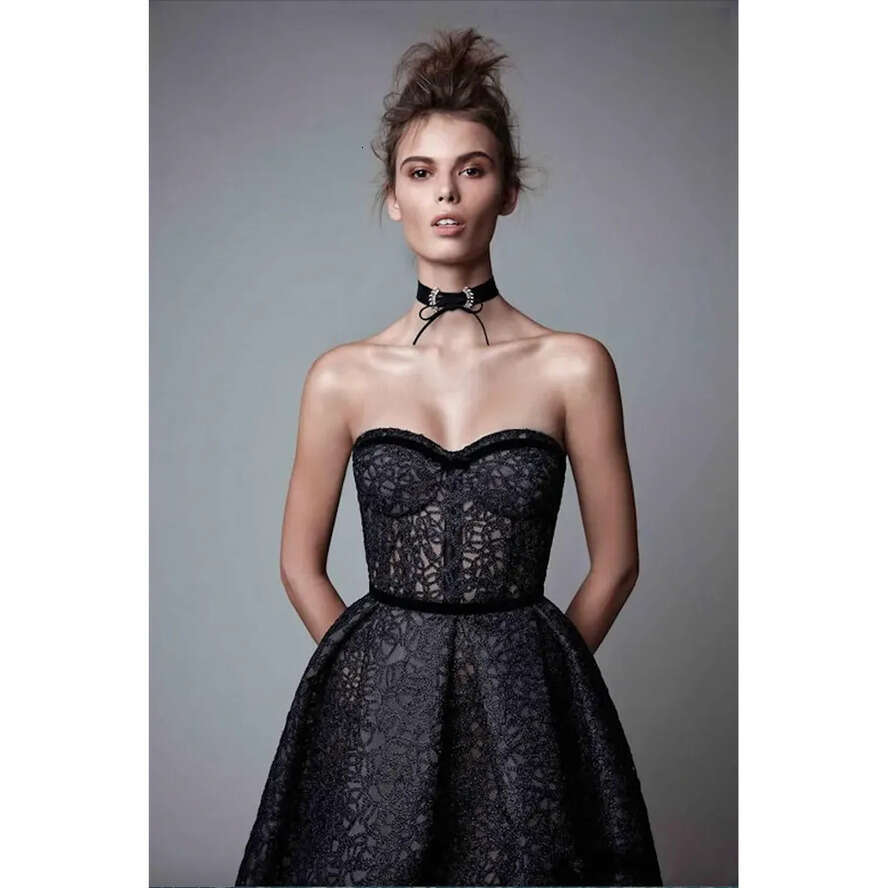 Berta 2023 Black Evening Dresses Sweetheart Lace Appliques Prom Gowns Custom Made Tea Length A E Special Ocn Dress 0509