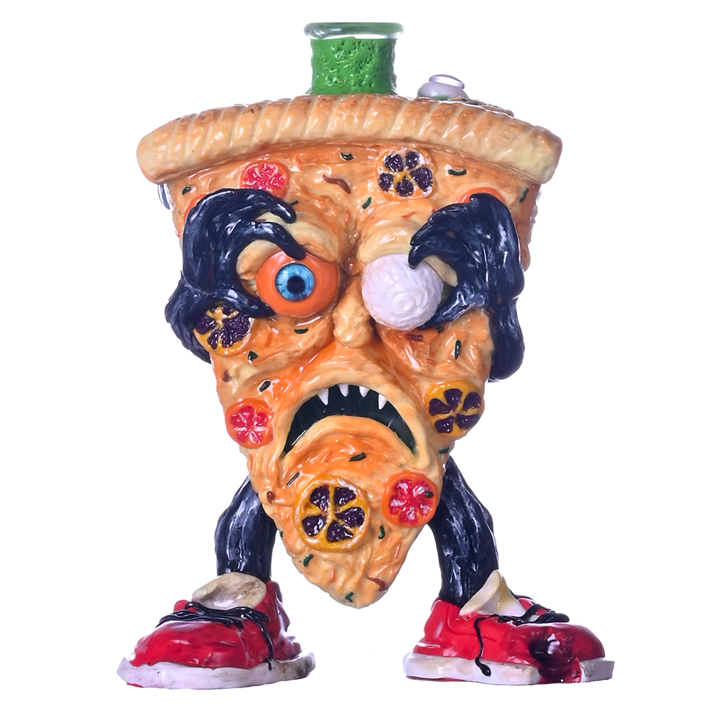 6.7in,Polymer Clay Cartoon Pizza Monster Glass Smoking Item,Evil Eyes With Glow In The Dark,Glass Bong,Glass Water Pipe With 10mm Glass Blow,Smoking A