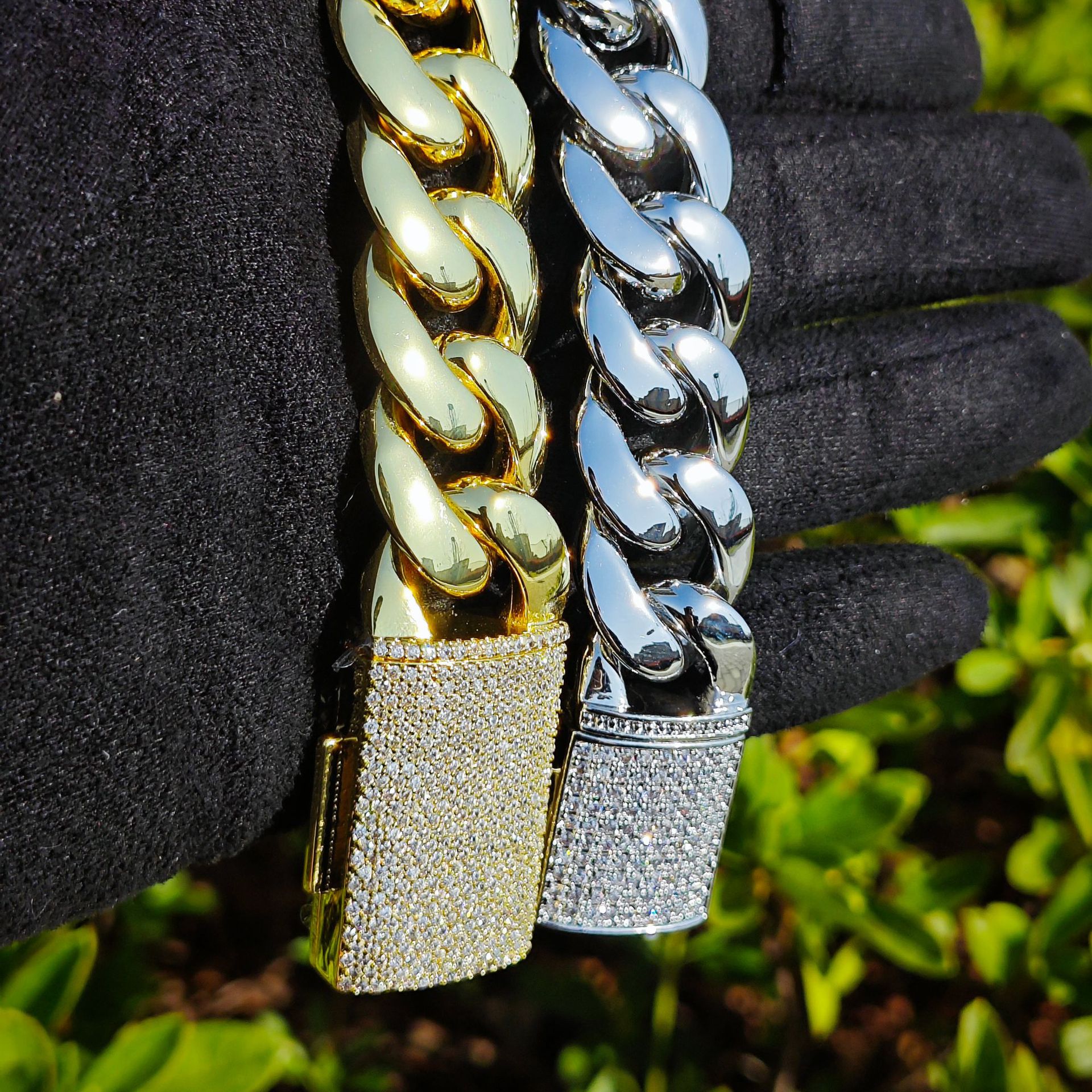 16mm-22mm Hip Hop Shiny Miami Cuban Chain 18K Real Gold Plated CZ Clasp Jewelry