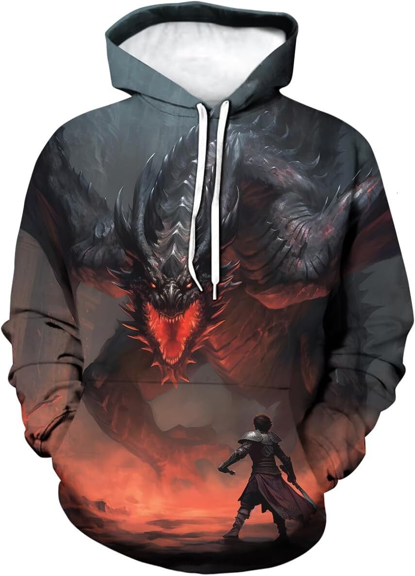 Hoodie for Mens cool Mens Animal Shirt Retro Dragon 3D Printing Graphic Hoodie Hoodies Hooded Sweatshirts Graphic Hoodies sweatshirt Trendy patterns
