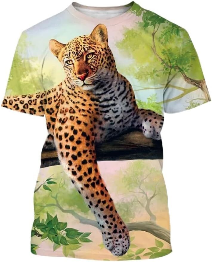Mens T shirt New Animal Leopard Short-Sleeved T Shirt Men's Casual Fashion Streetwear T Shirt Unisex Harajuku Printed Top tee Casual tops summer 