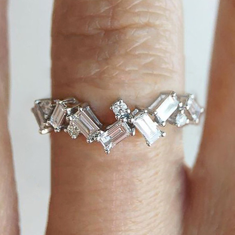 Sterg Sier Princess Cut CZ Dia Irregular Party Ring