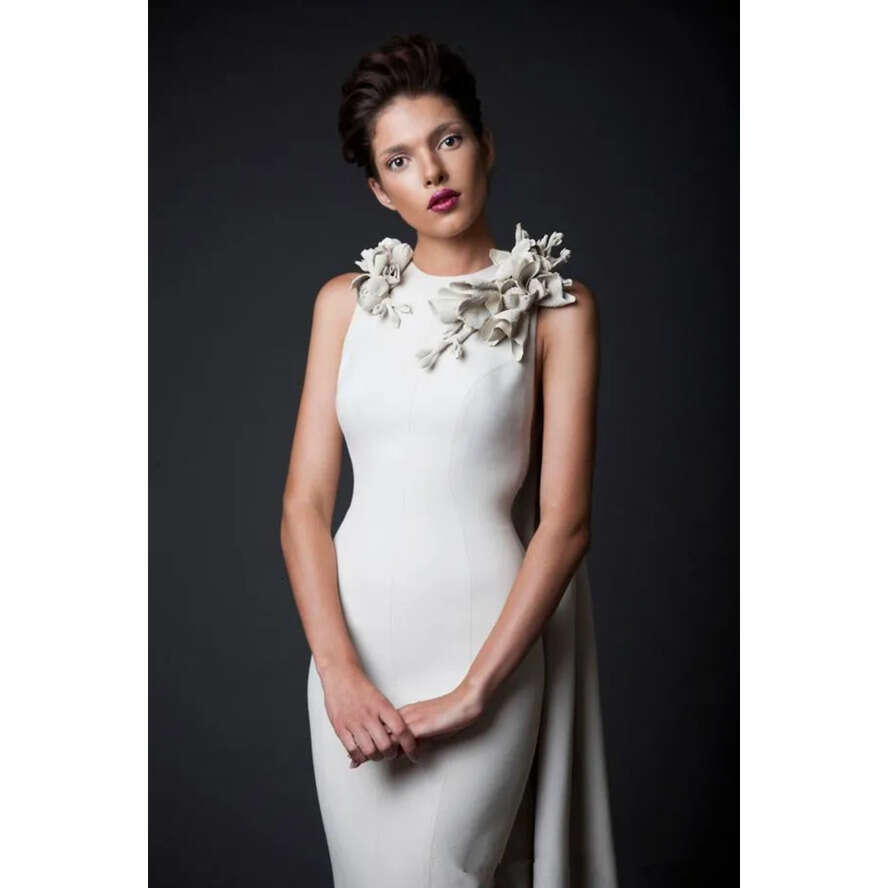 Jabotian Krikor Sheath Evening Dresses Paolo Sebastian Front Split Or Length Jewel Neck Formal Wear Prom Party Gown Robe De Soiree