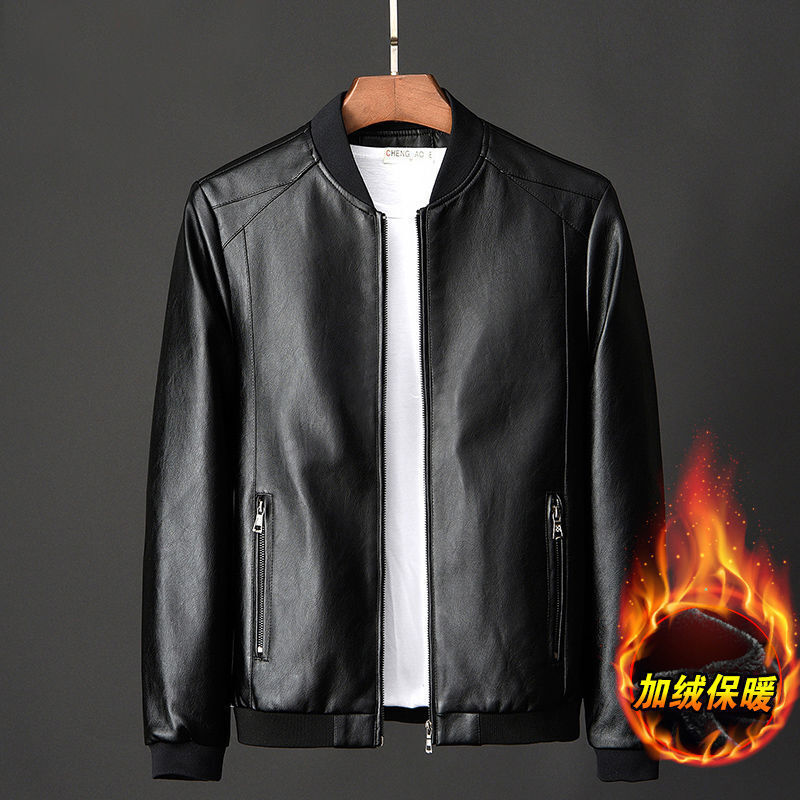 M-8XL2024 New Designer Winter Fashion Fat and Plush Plus Men's Thick Leather Jacket