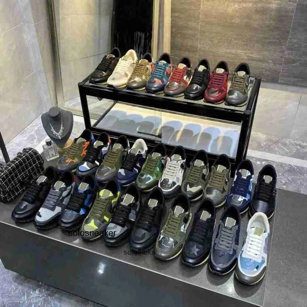 2024 Designer Casual shoes men women valentines Sneaker Rockrunner Camouflage Designer Shoes Trainers Sneakers Rivet Chaussures Nky 36-46