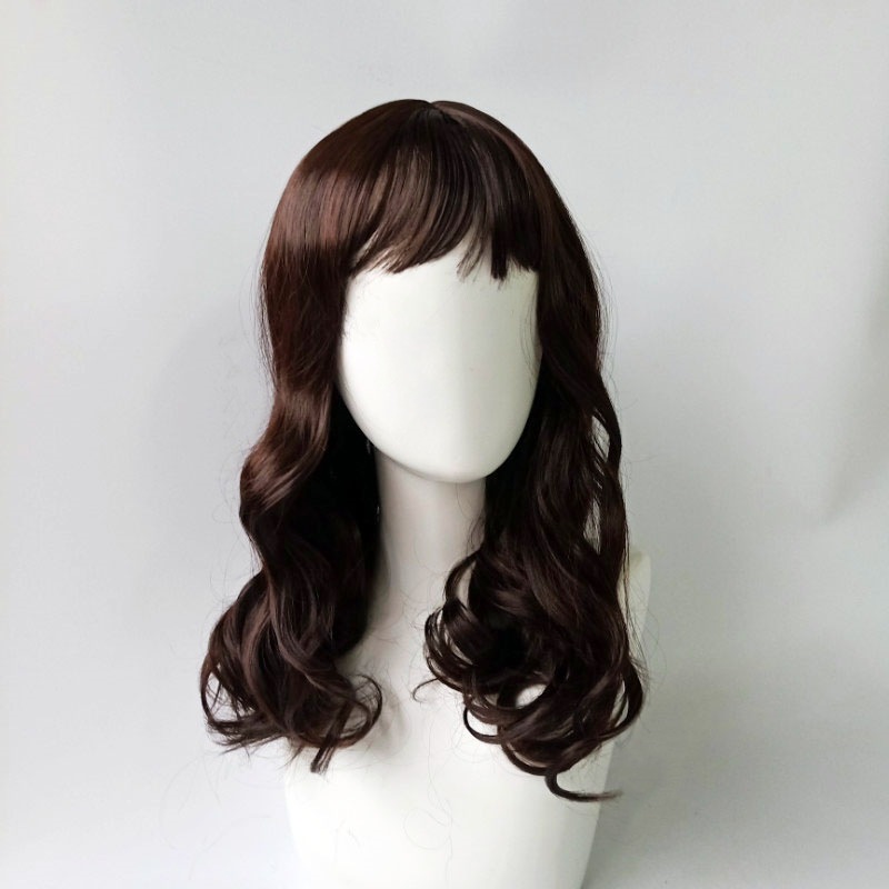 Wig for women chemical fiber medium-long curly hair air bangs foreign trade wig