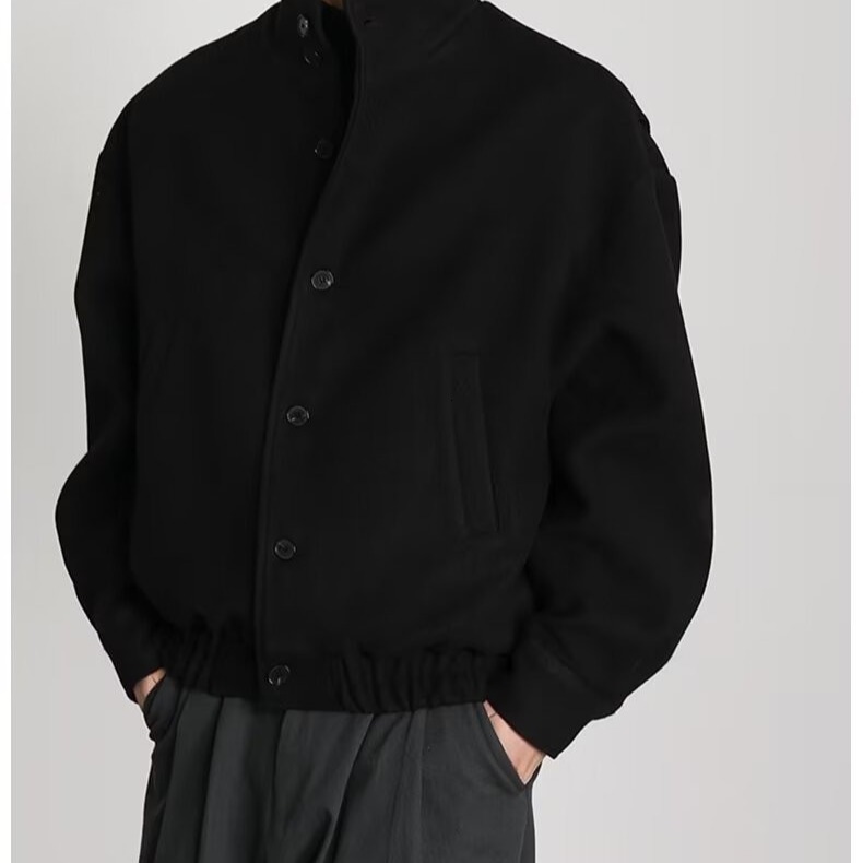 2024 new designer autumn and winter high-end fashion brand workwear stand collar jacket wool jacket British niche design baseball suit trend