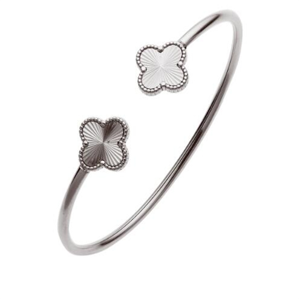 Hot Bracelet European And American Four-Leaf Clover Titanium Steel Bracelet Lucky Grass Stainless Steel Open Brac