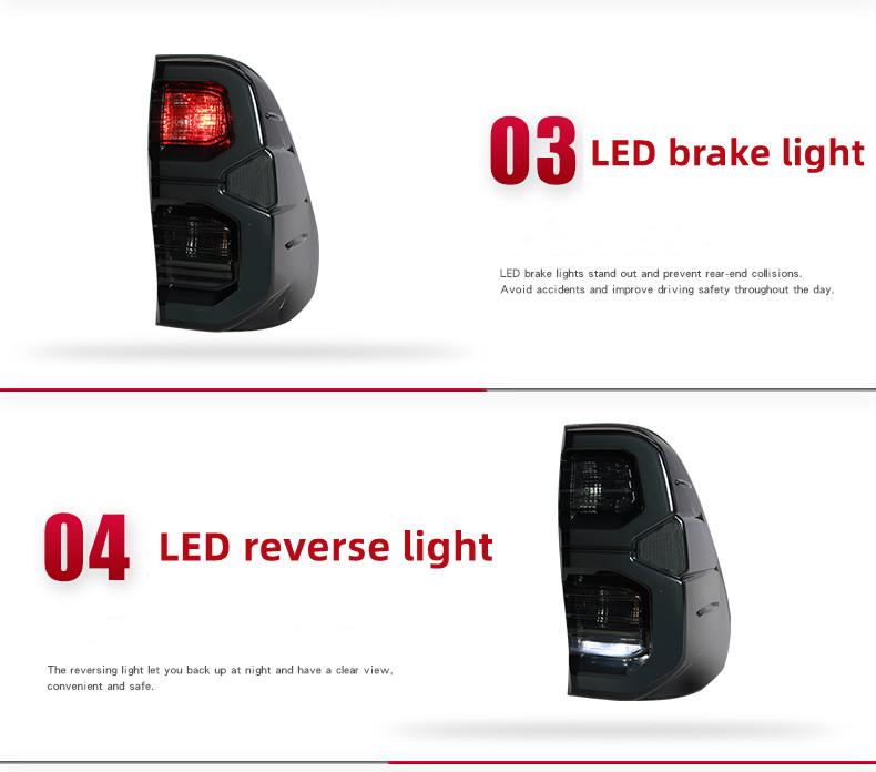 LED Tail Lamp For Toyota HILUX REVO 20 15-2024 RGB Running Light Turn Signal Brake Light Stop Light