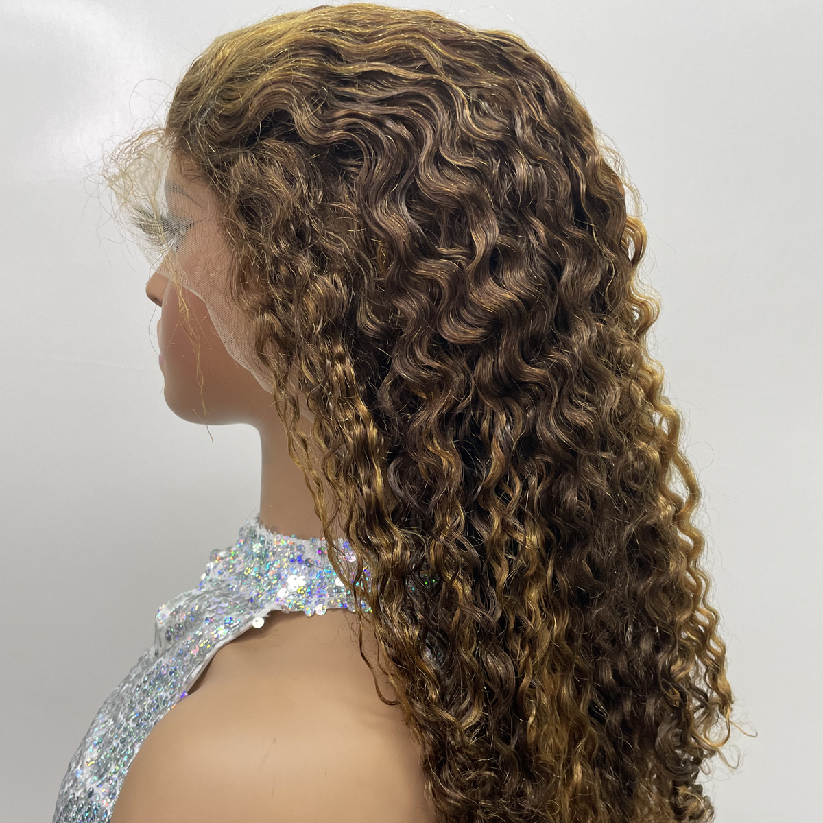 10-20 Inch 13x4 Frontal 300% Density Brazilian Remy Human Highlight Ombre Kinky Curly Hair HD Lace Wigs