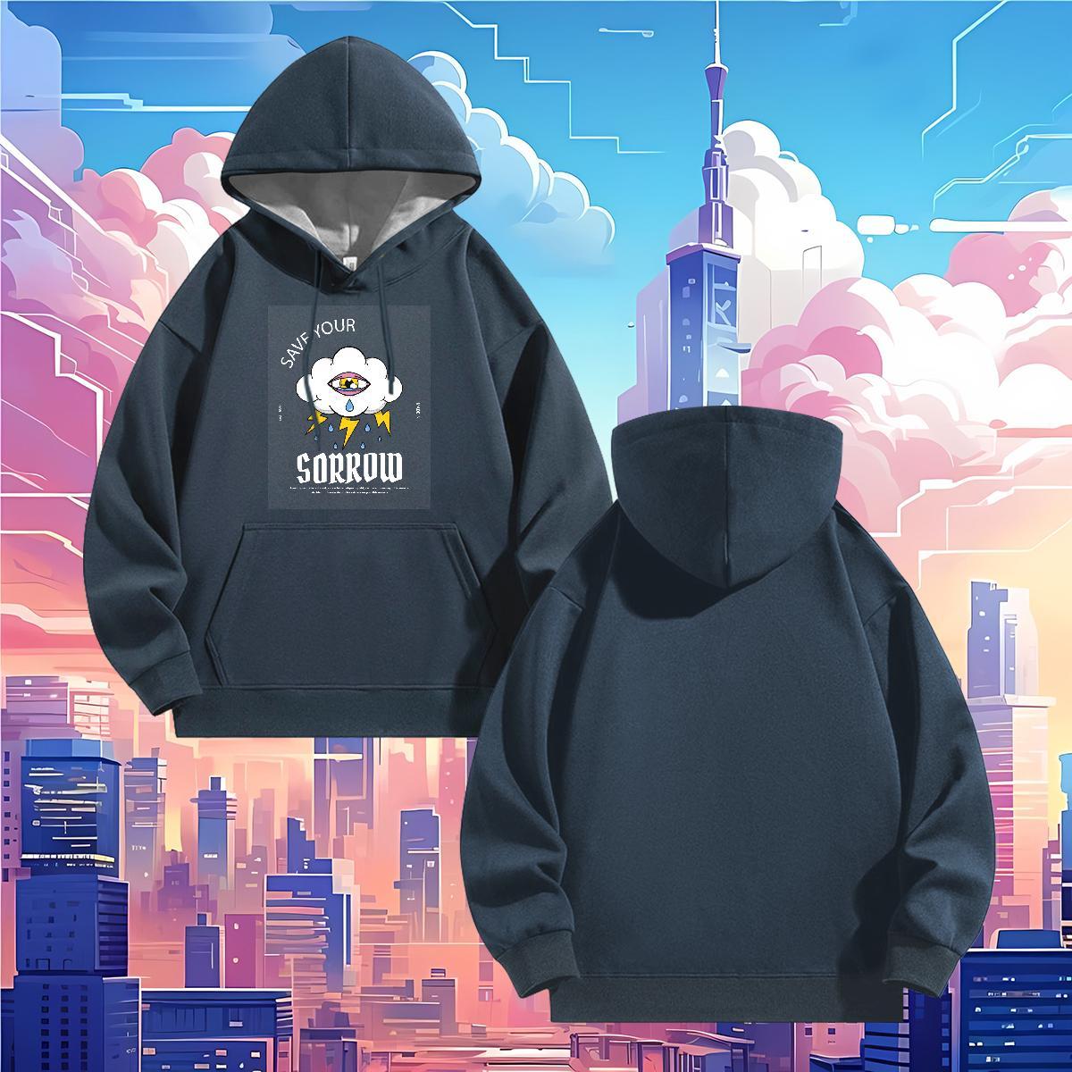 Classic Hoodie Long Sleeve Drawstring Nice Hoodie for Man Woman Custom Print Oversized Clothings 350g Cotton Street Wear