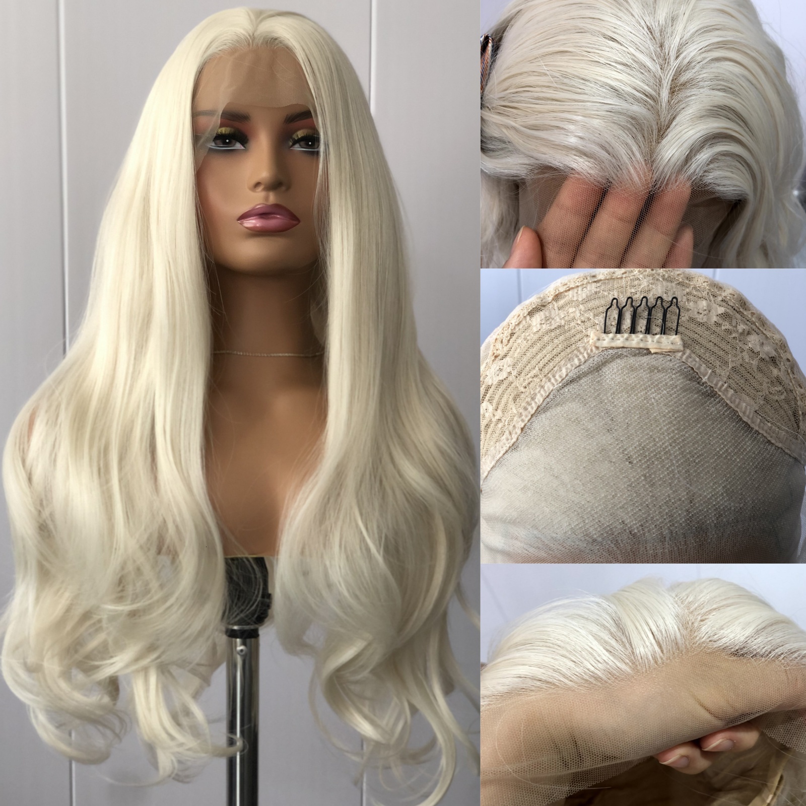RDY Platinum Blonde Loose Wave Synthetic Lace Front Wig Glueless Sier White Natural Wavy Hair Frontal Wigs for Women Daily Use