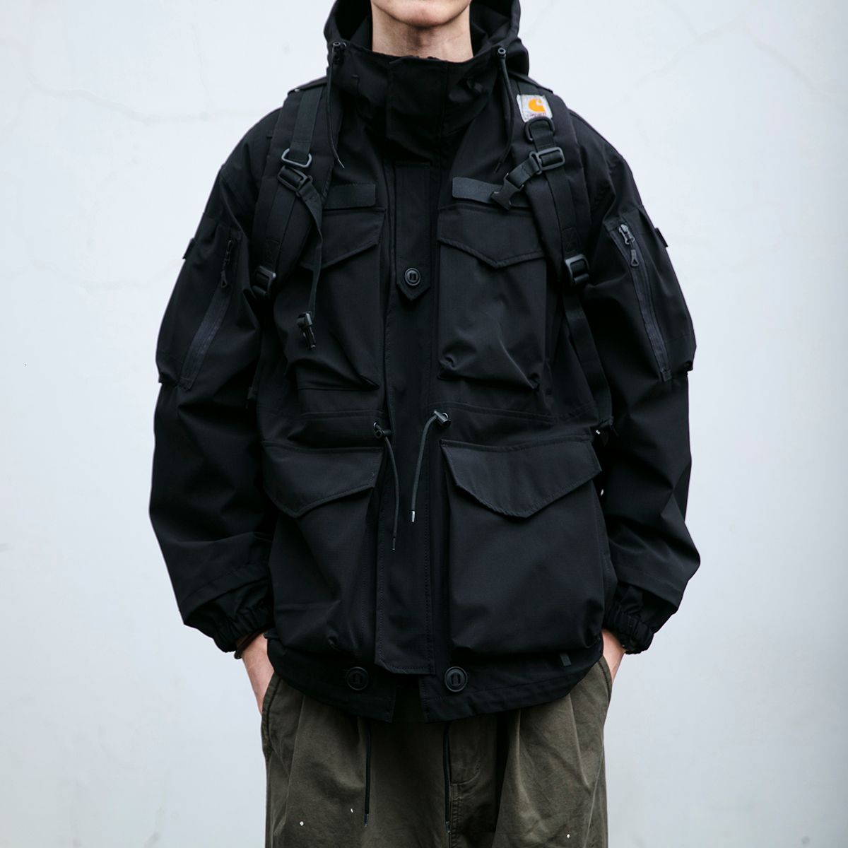 Outdoor Mountain Multi-Pocket Windproof Hiking For Men Clothing High Quality Haruku Casual Hooded Cargo Jacket Male