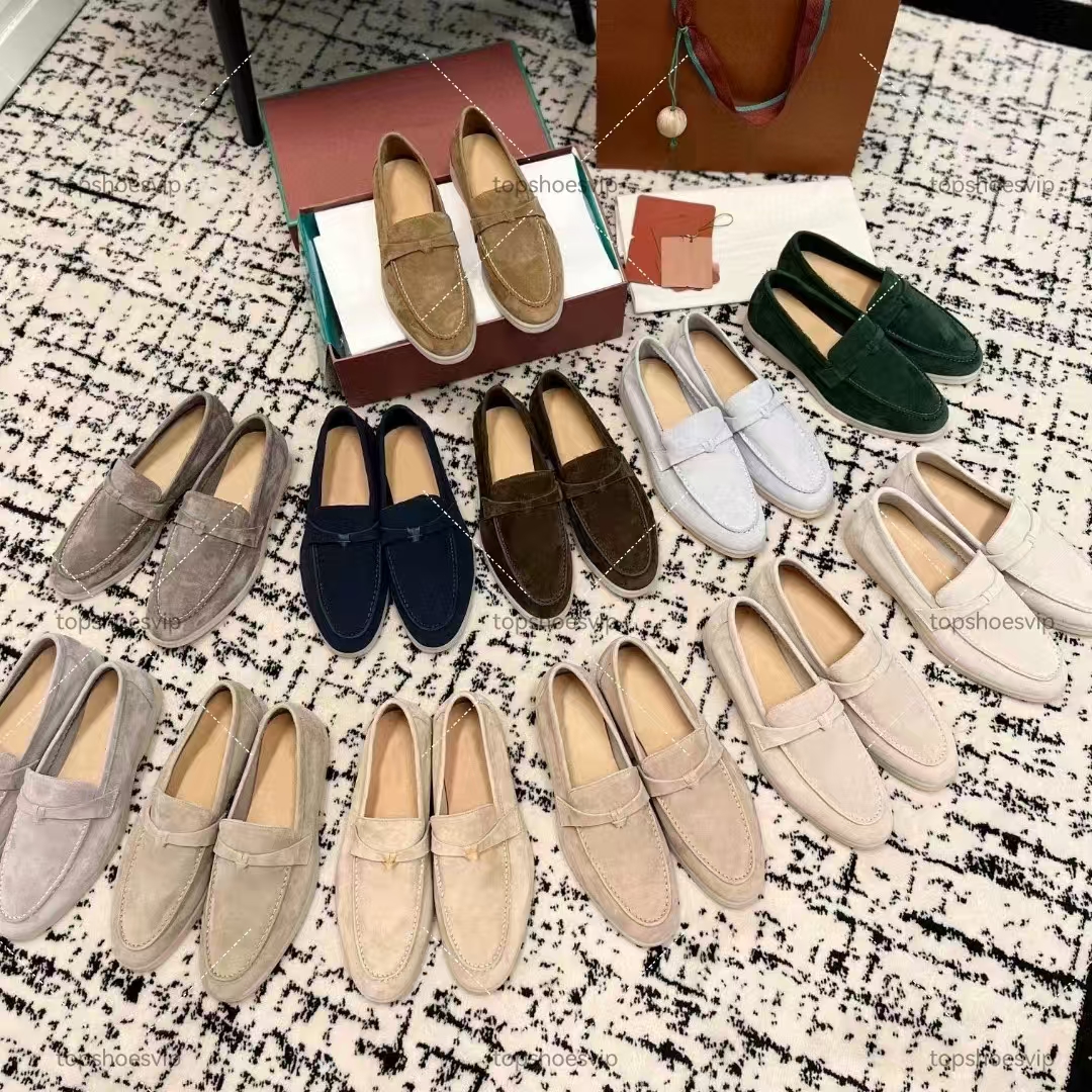 designer loafers Womens loafers men suede moccasins black flats fashionable luxury white classic dress shoes Couples Shoes Top Quality EU35-45
