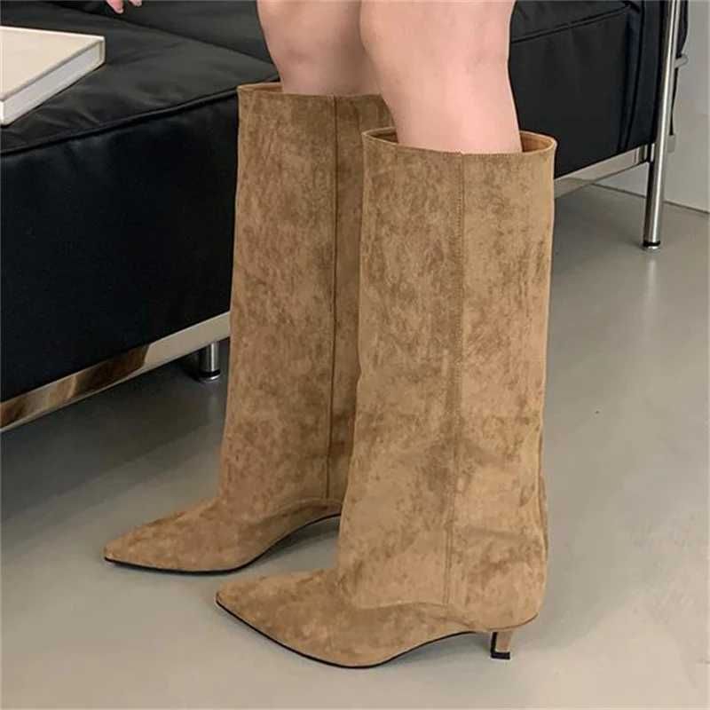 Eilyken 2025 Winter Street Style Pointed Toe Knee-High Boots Women Low Heels Shoes Female Long Booties Zapatos De Mujer Z241028