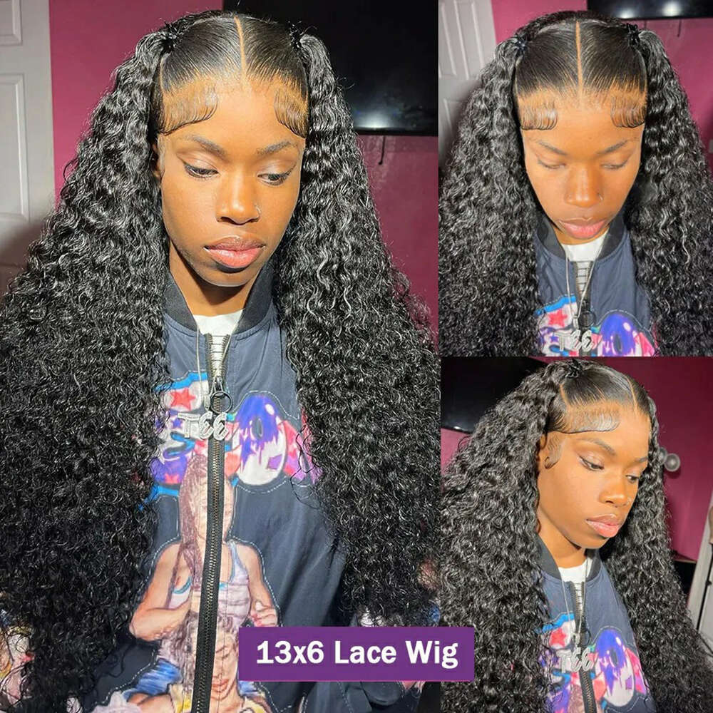 x Deep Wave Lace Front Wigs Human Hair Pre Plucked HD Inch Curly Closure Wig for Women