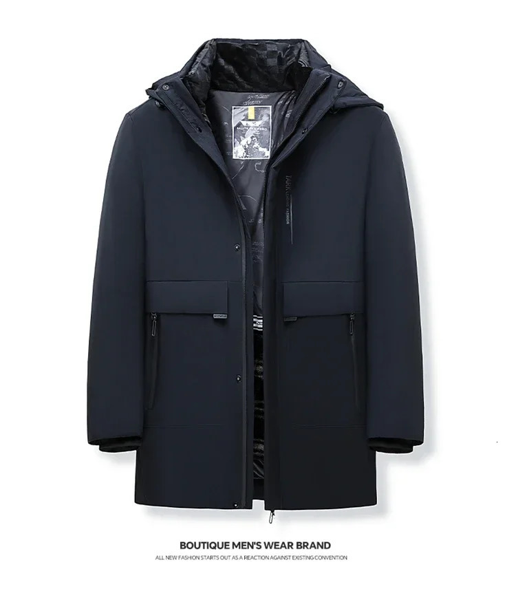 Hooded Mens Parker Coat Winter Warm Thick Zipper Padded Overcoat Long Plush Thickened Parkas 2 Pieces Jacket 241024