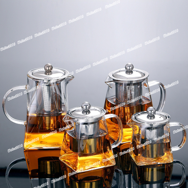 350ML 550ML Clear Borosilicate Glass Teapot Tea Tool With Stainless Steel Infuser Strainer Heat Resistant Loose Leaf Teas Pot