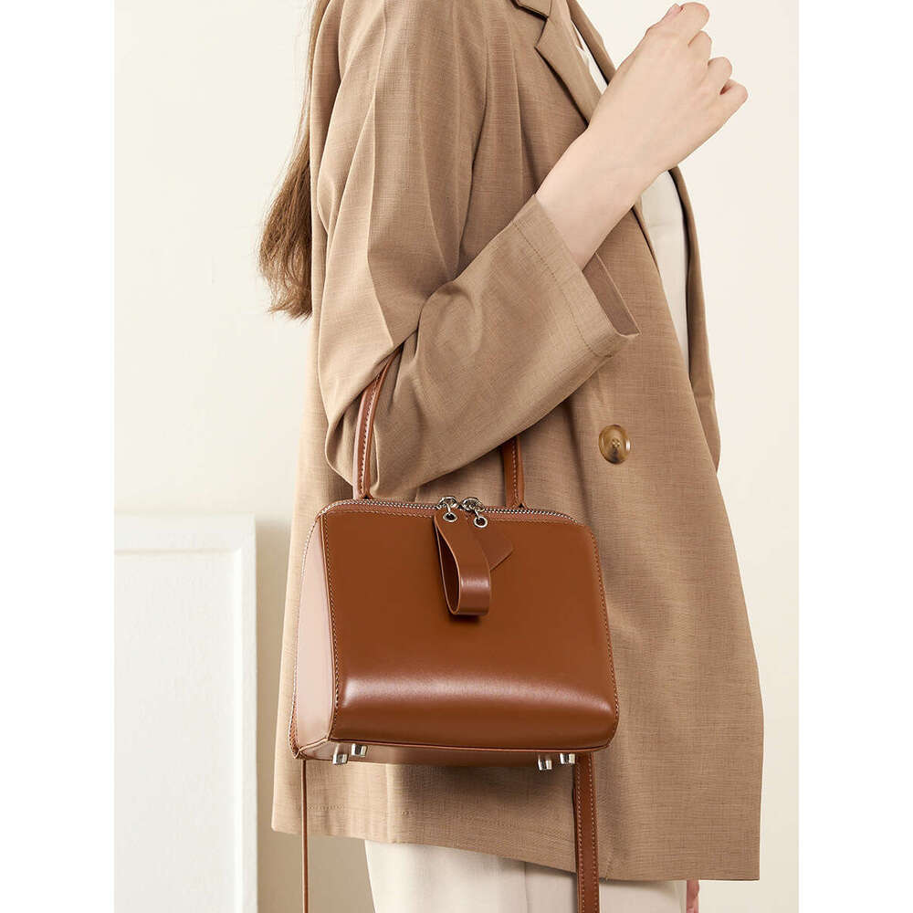 Cute Sand Design Solid Color Handbag Mini Large Capacity Women's One Shoulder Crossbody Smooth Cowhide Purse Hobos