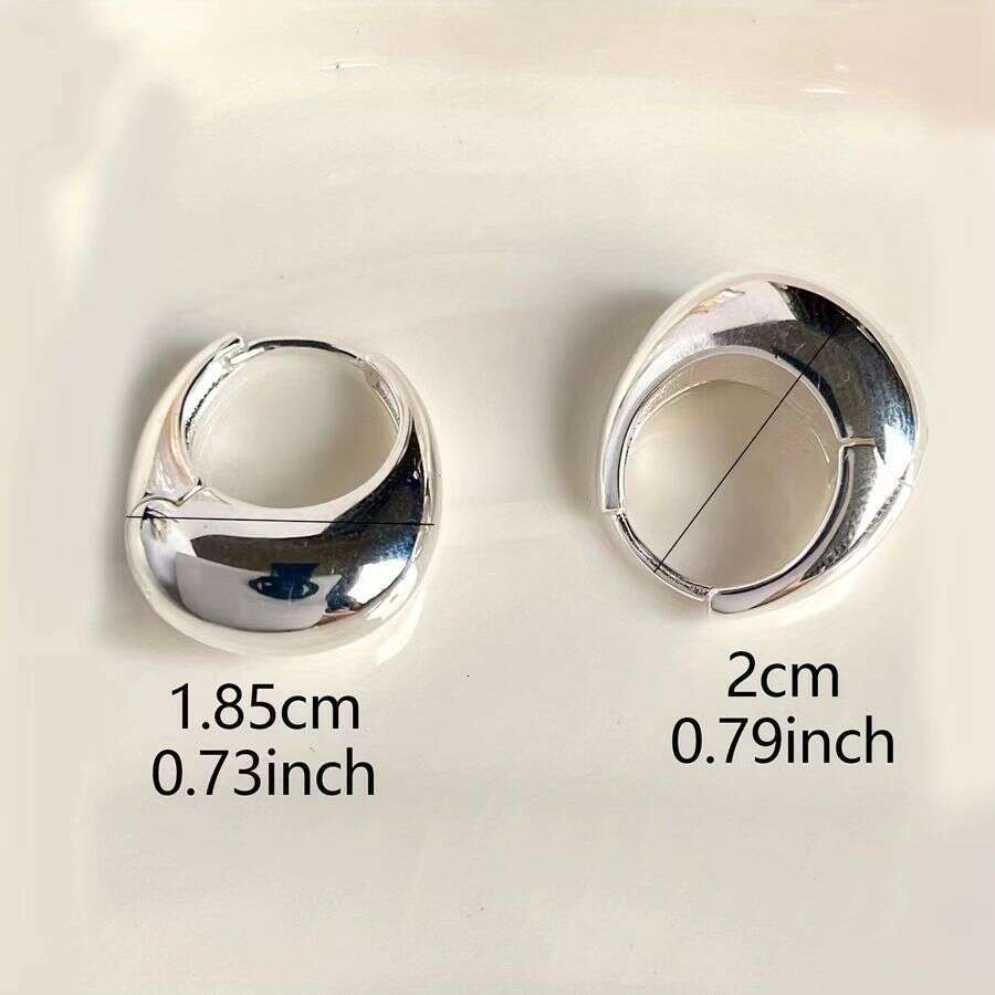 Simple Glossy Thick Hoop Earrings Copper Jewelry Elegant Retro Style Suitable for Women's Daily Leisure