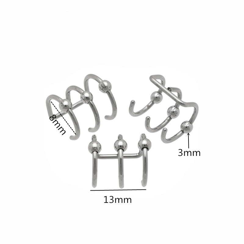 1Pair Stainless Steel C Ear Cuff Helix Cartilage Clip On Wrap Earrings Fake Nose Ring 1.2x8mm Ear Clip Non-Piercing Adjustable Men Women