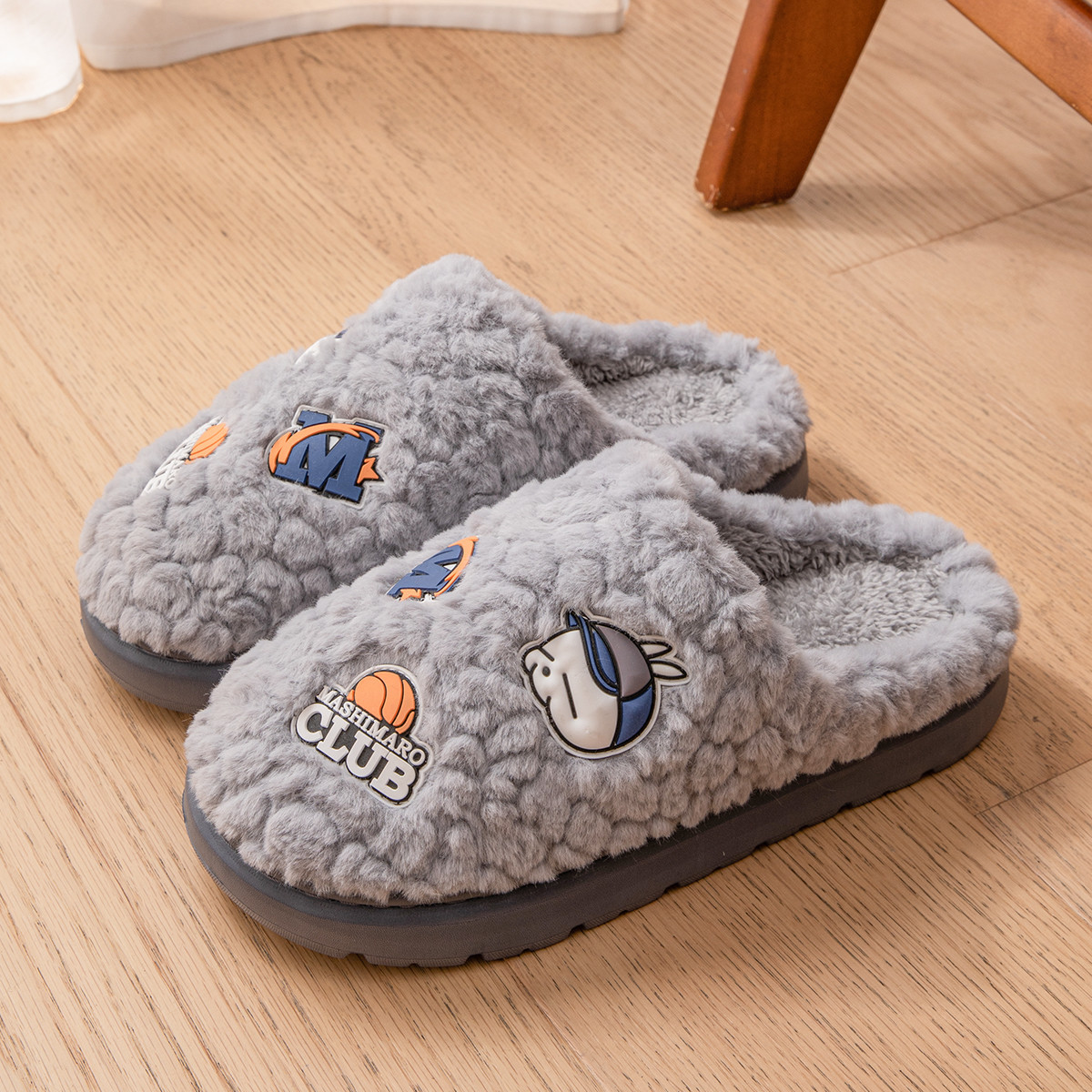 2024 new autumn and winter NEW hot indoor home anti slip thick sole with plush couples wearing cotton slippers for men