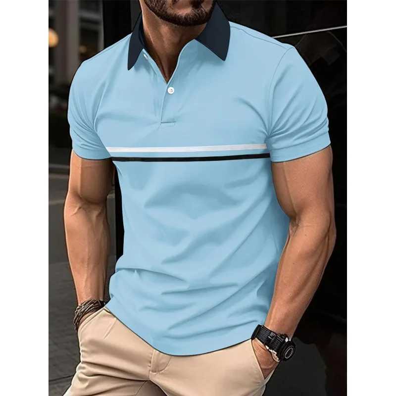 New European and American Mens Summer Daily Leisure Sports Checkered Print Flip Collar Short Sleeve Polo ShirtXJ250108