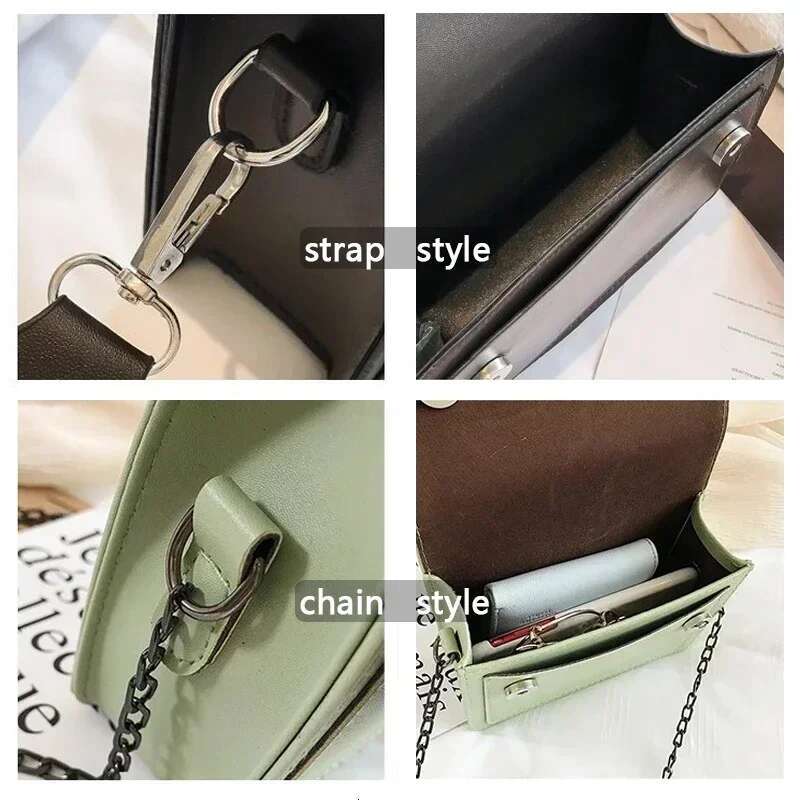 Messenger Ladies 2025 New Trendy Wide Shoulder Strap/chain Small Square Retro Casual Simple Flap Crossbody Bag for Women