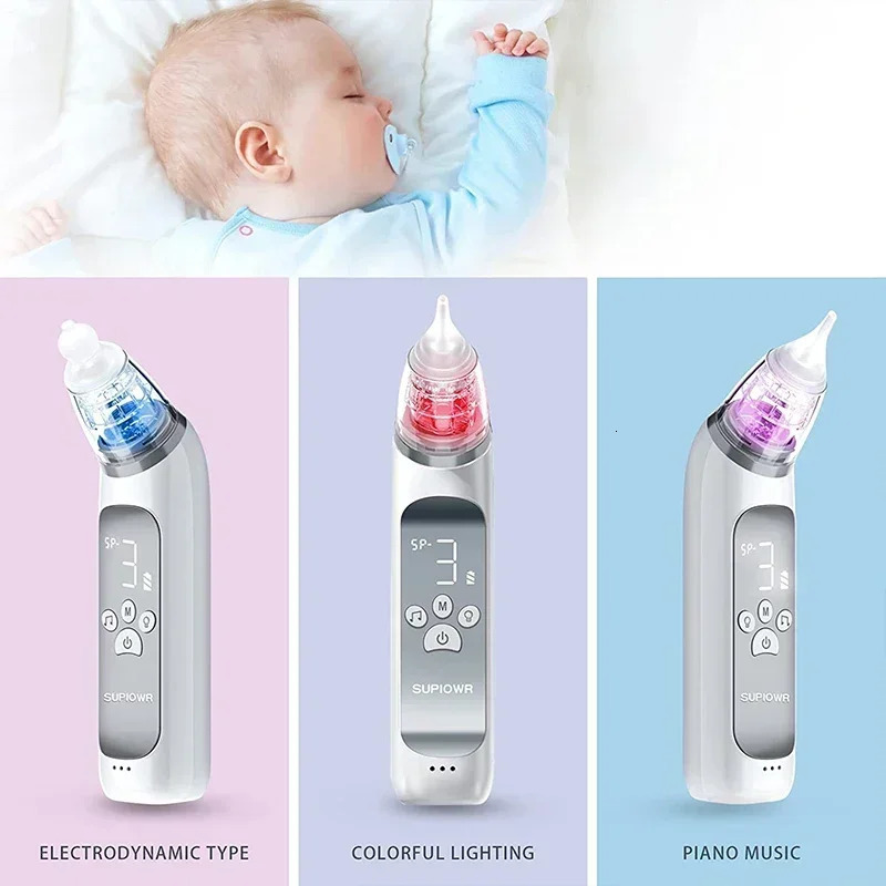 Baby electric nasal inhaler nasal suction device with food grade silicone mouthpiece 3 suction modes and soothing music 241028bj