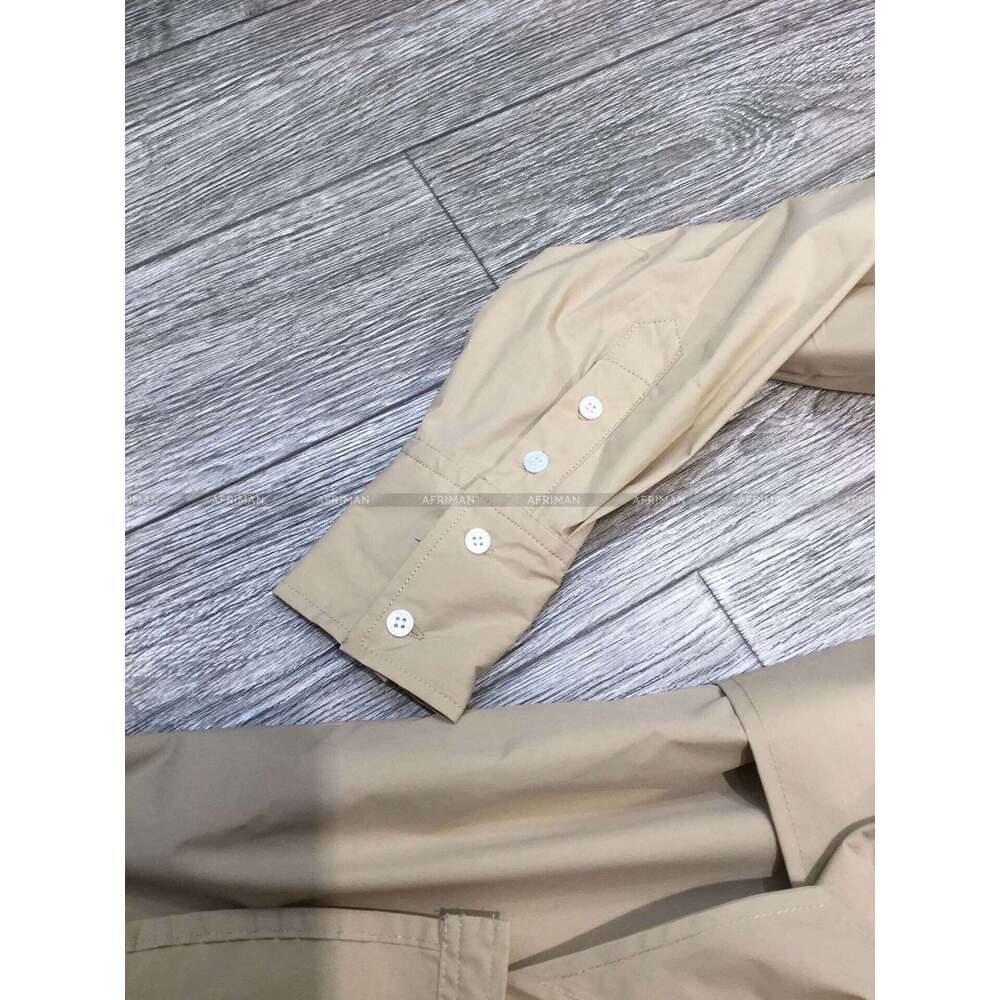 2024 Autumn New Polo Collar Long Sleeve Single Breasted Lace Up Waist Canvas Shirt Dress