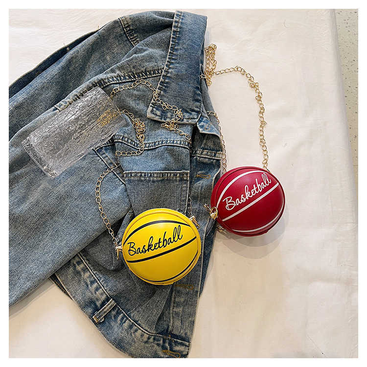 CMM Bag Daughter Boys Pu Basketball Coin Purse Single Shoulder Chain Crossbody Bag Summer New Fashion Mini Round Bag