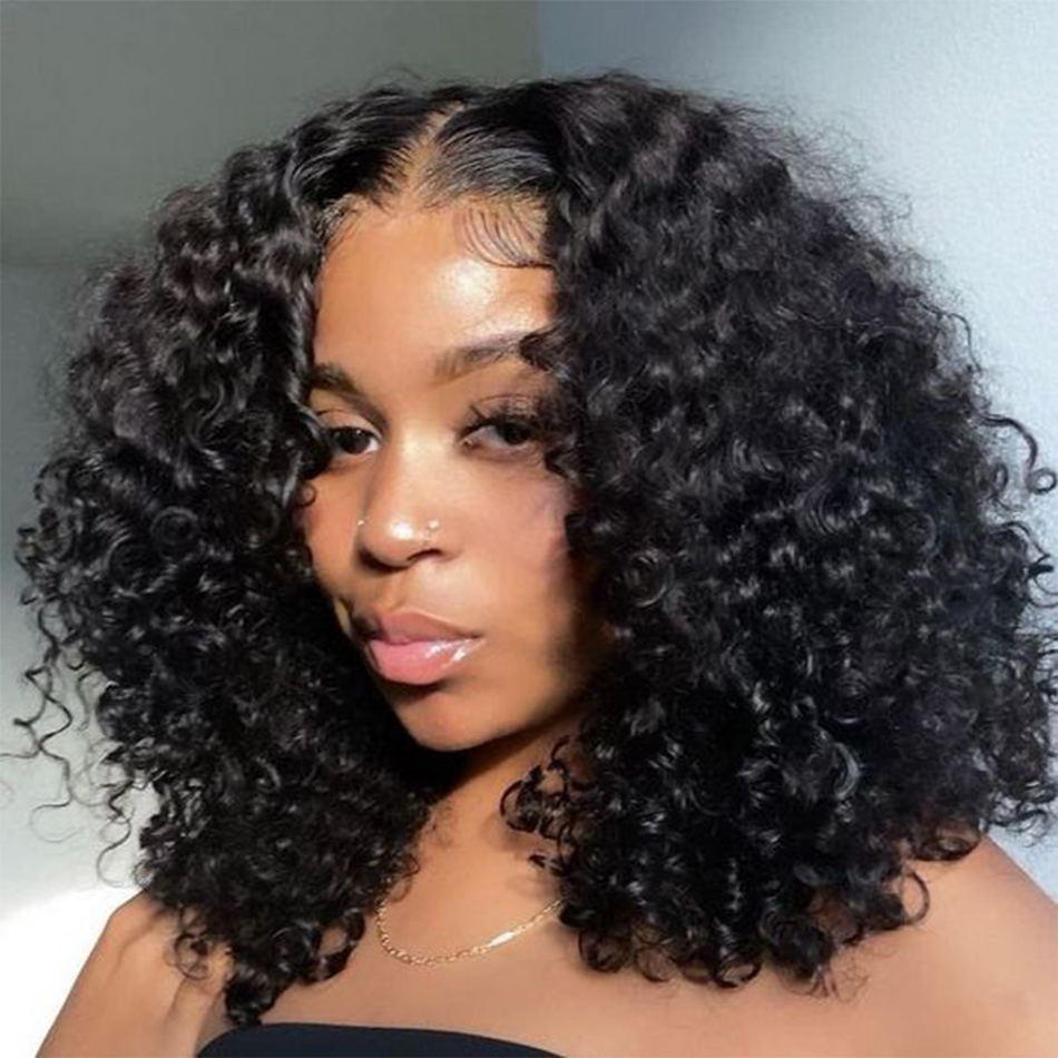 12A Short Bob Wig Deep 100% Human Hair Ready To Go Glueless Brazilian Water Wave Lace Frontal Wigs For Women