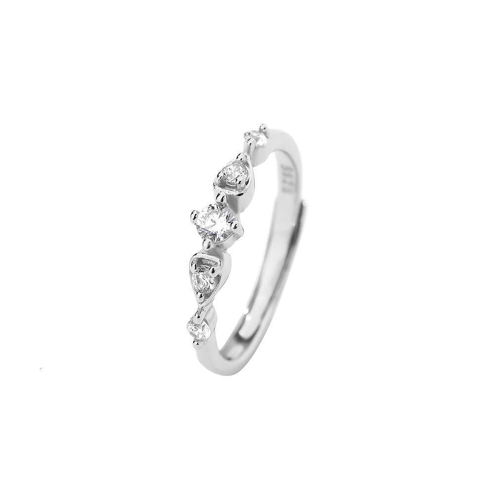 Sterg Sier Shiny Zircon Geometric Ring for Women Simple Elegant Party Wedding Jewelry Accessories